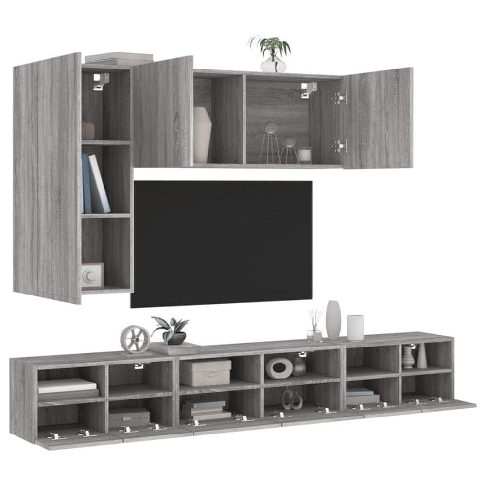 Vidaxl 5-dielne TV nástenné skrinky sivé sonoma kompozitné drevo